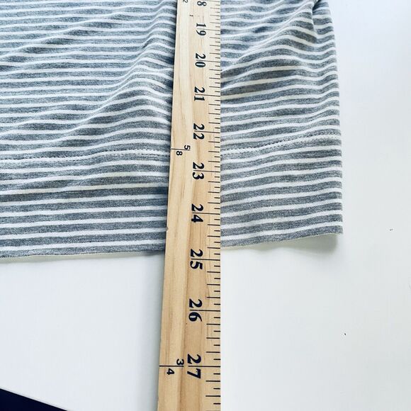 J. Jill Top Size Small Gray White Striped T Shirt Long Sleeves Capsule Wardrobe - Picture 4 of 7